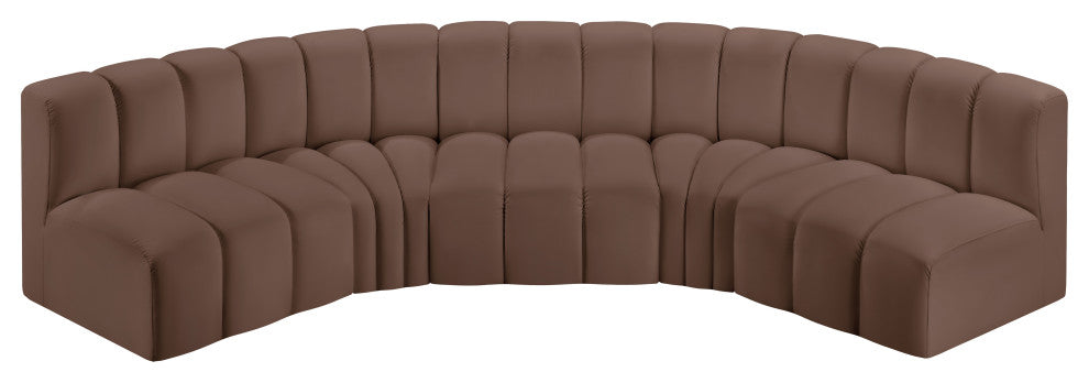 Arc Vegan Leather Upholstered 5-Pc. U-Shaped Modular Sectional, Brown