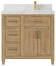 Santa Monica 36 Right Offset  Bath Vanity in Whitewashed Teak 2" Calacatta Nuvo