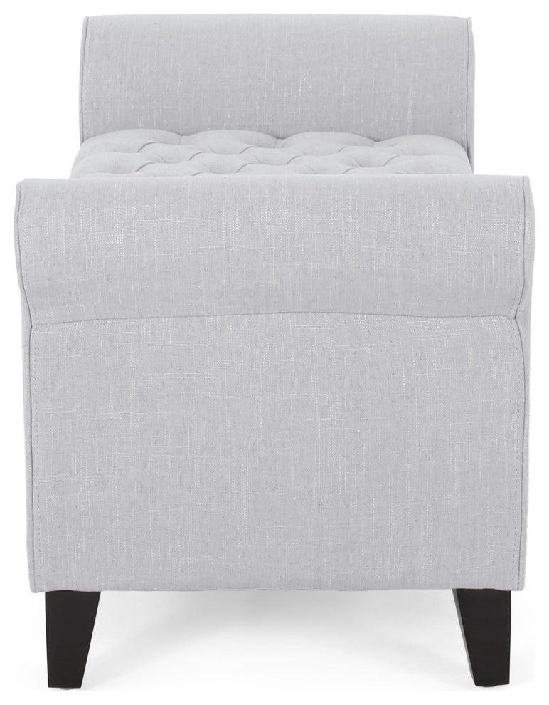 GDF Studio Keiko Contemporary Rolled Arm Storage Ottoman Bench, Light Gray/Gray