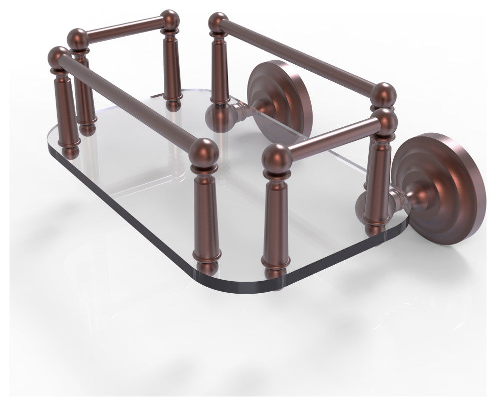 Que New Wall Mounted Glass Guest Towel Tray, Antique Copper