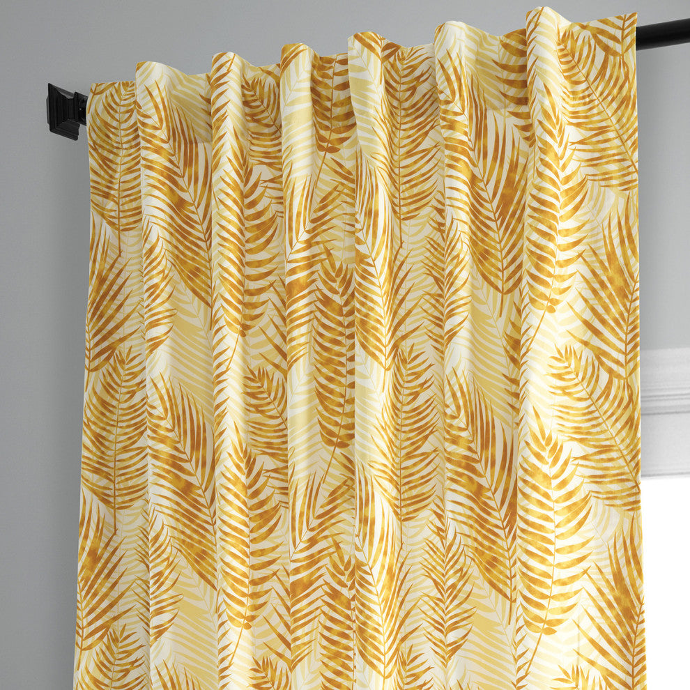 Kupala Printed Cotton Curtain Single Panel, Kupala Eternal Gold, 50wx108l