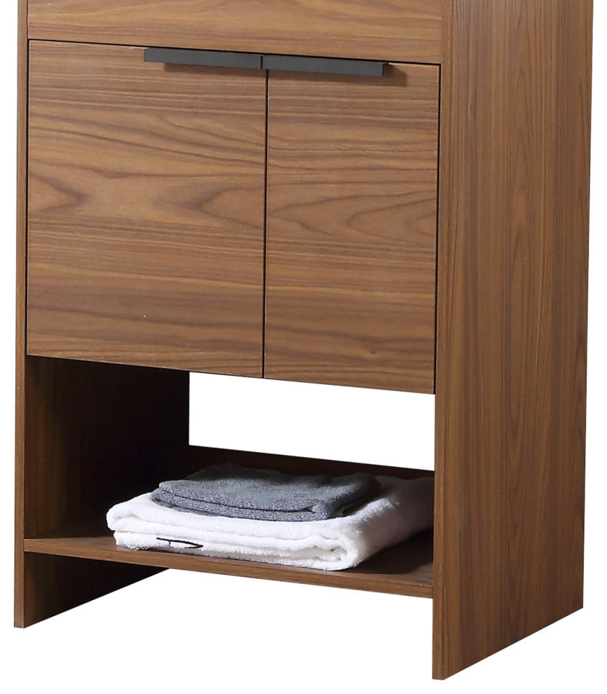Phoenix Bath Vanity With Ceramic Sink - Full Assembly Required, Walnut, 24 Inch