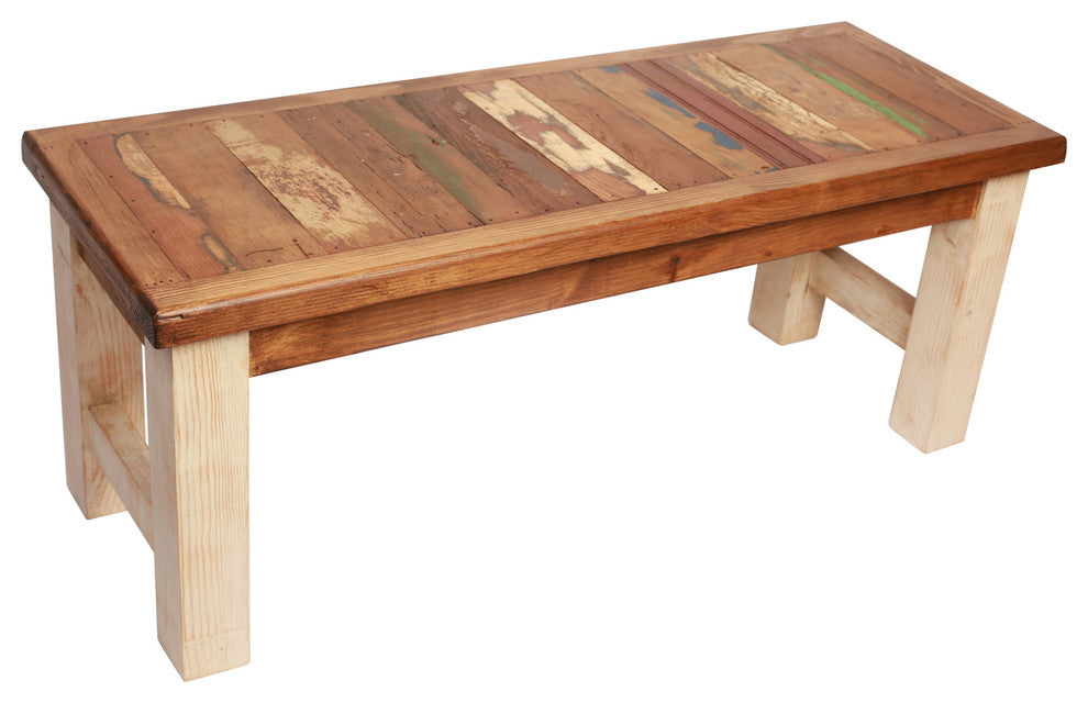 Rustic Reclaimed Wood Bench, White