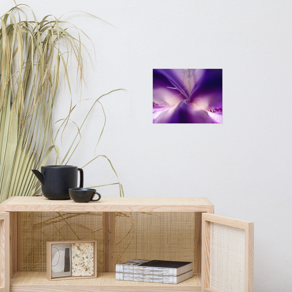 Iris Center Petals Nature Photography, Floral Unframed Wall Art Print, 11" X 14"