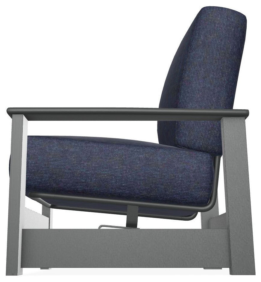 Leeward Deep Seat Outdoor Armchair with Hidden Motion, Indigo/Graphite