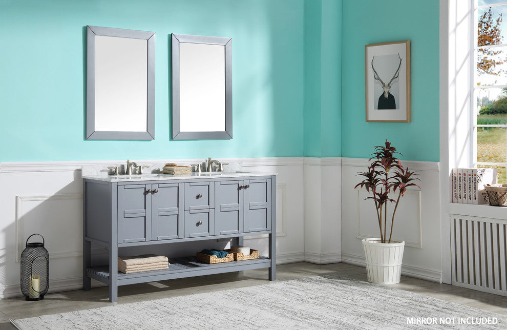 ANZZI Montaigne 60" x 36" Bathroom Vanity with Marble Top and White Basin