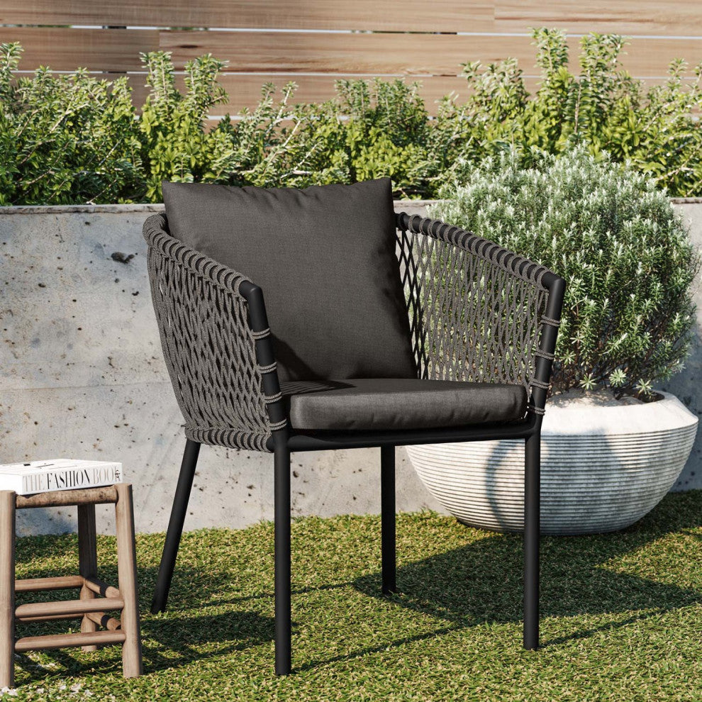 Lounge Chair Armchair, Dark Gray, Outdoor Patio Garden