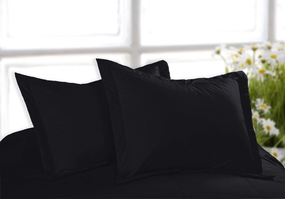 Cottonpure Colors All Natural 100% Cotton Pillow Sham, Black, Standard
