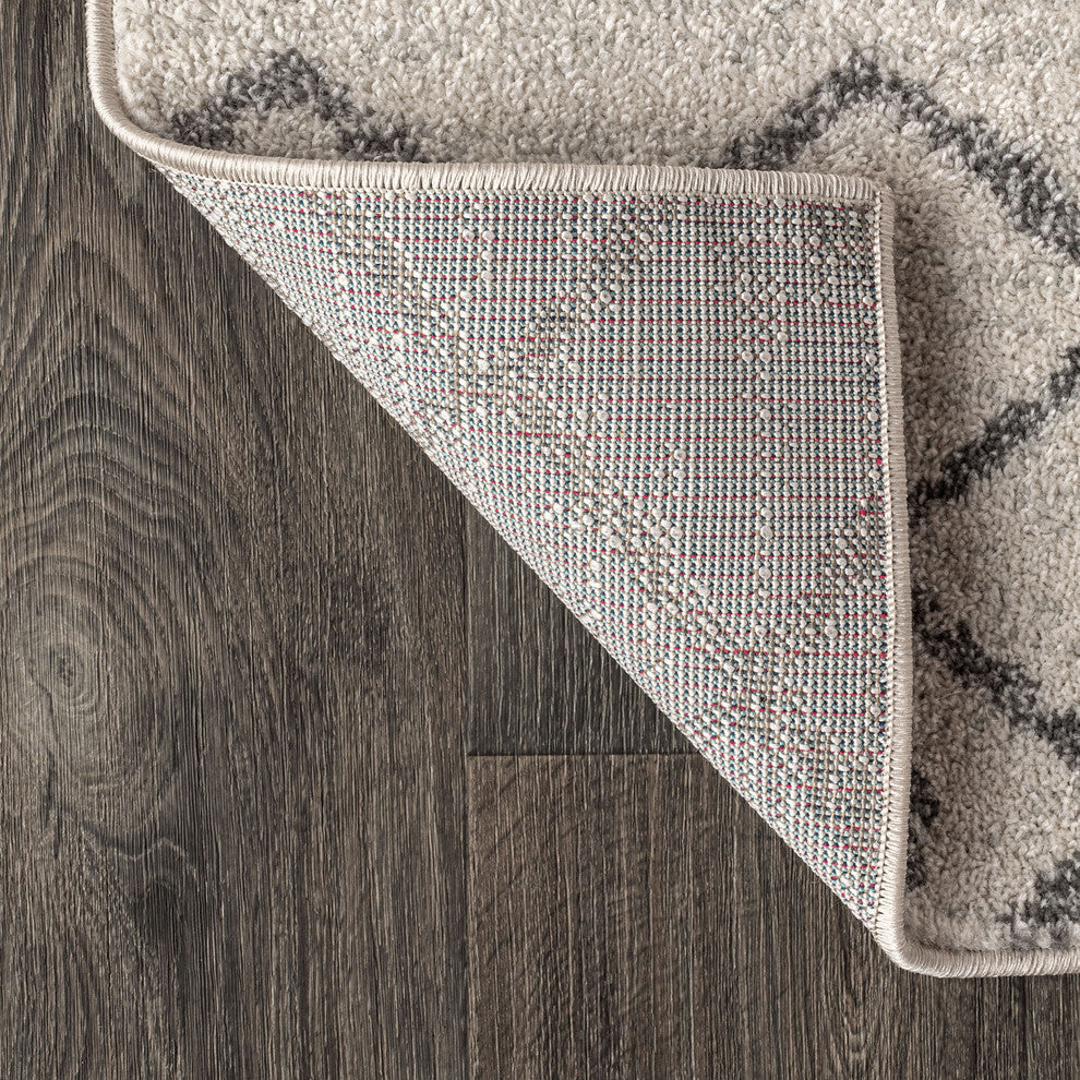 Aksil Moroccan Beni Souk Area Rug, Cream/Gray, 3 X 5