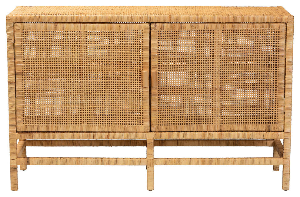 Merleen Natural Brown Rattan Cabinet, 2-Shelf