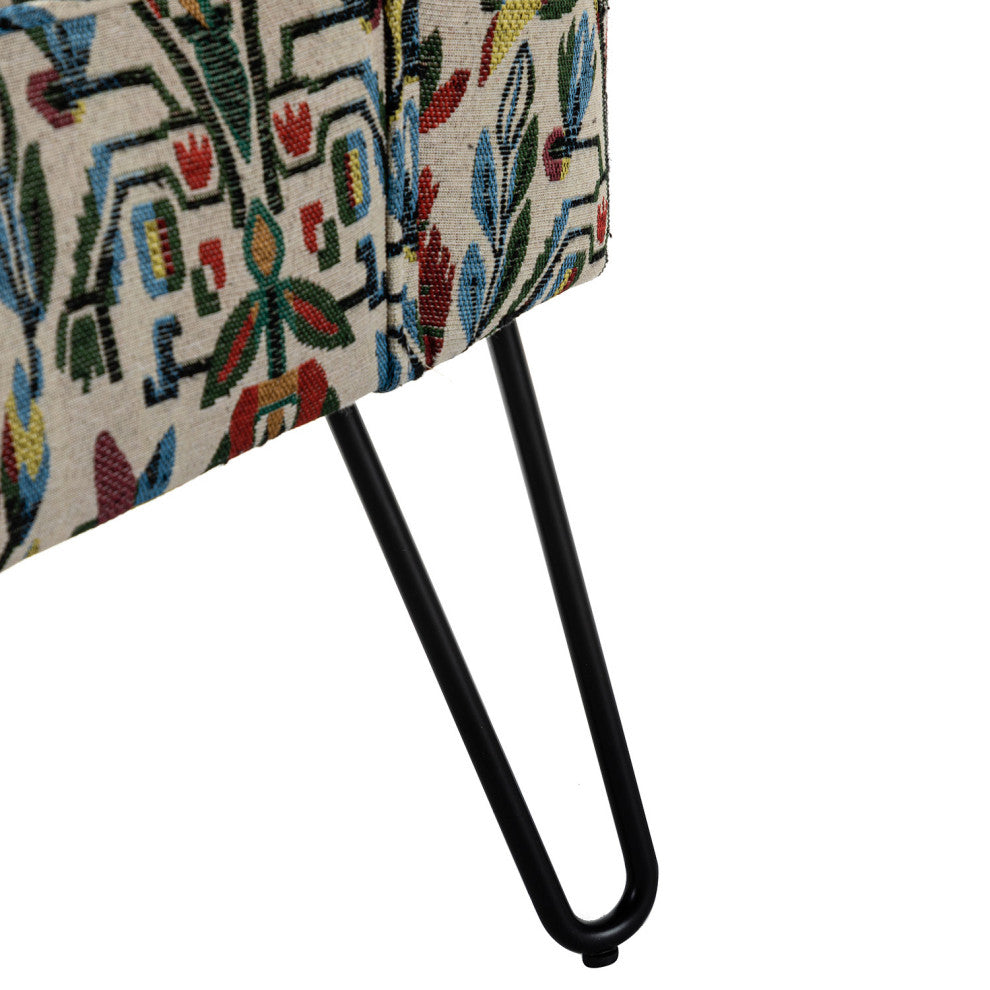 Tufted Side Chair With Metal Legs, Floral