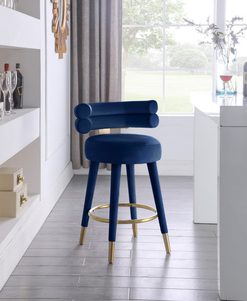 Fitzroy Velvet Upholstered Counter Height Stool (Set of 2)