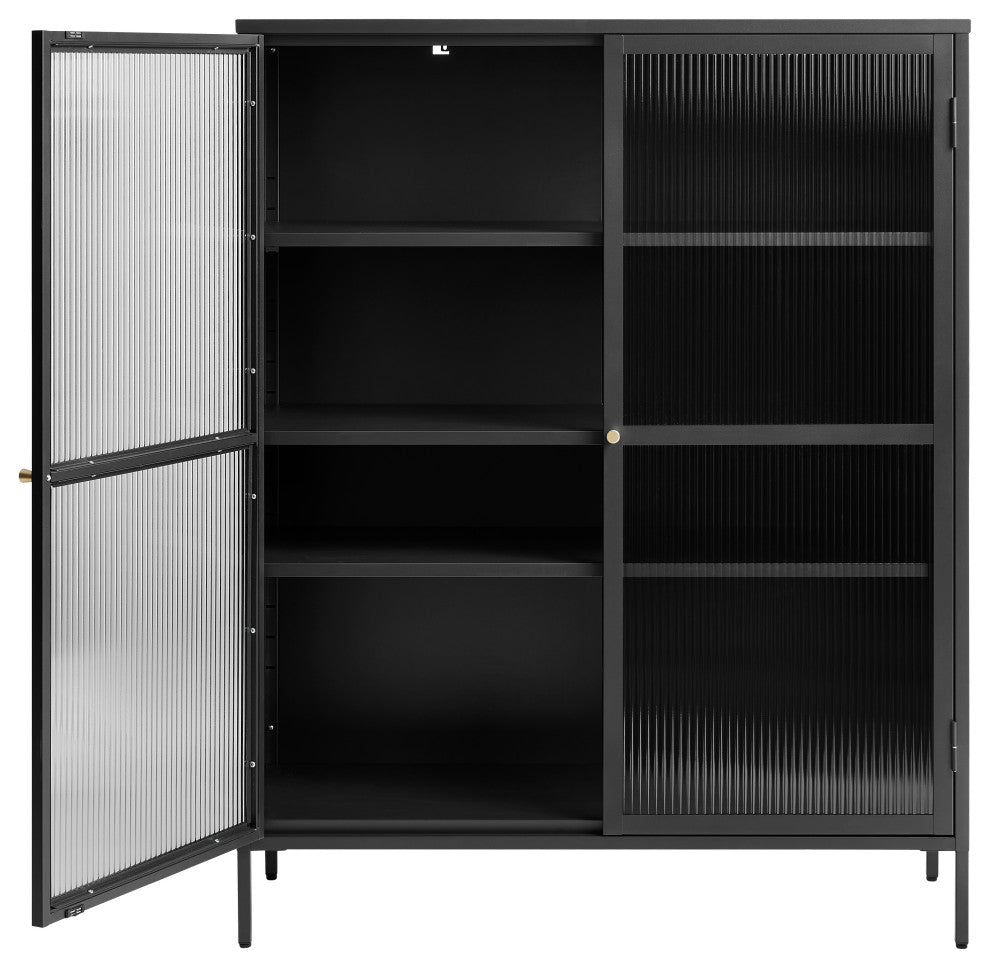 Metal & Glass 55" Display Cabinet, Black