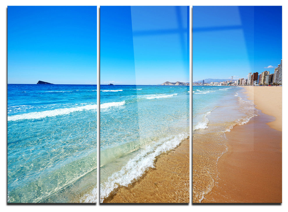 "Benidorm Poniente Beach Waves" Metal Wall Art, 3 Panels, 36"x28"