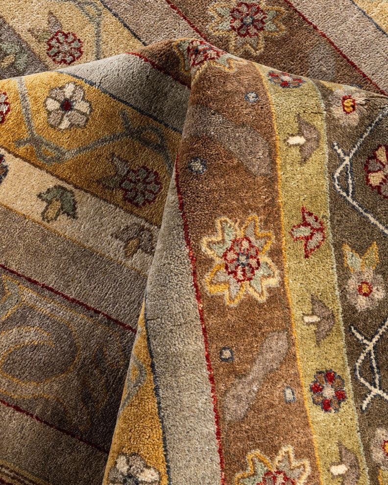 Ikat One-of-a-Kind Hand-Knotted Area Rug Beige, 8' 1" x 10' 4"