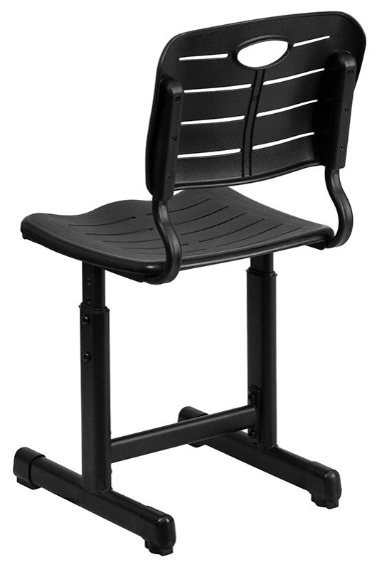 Adjustable Height Black Student Chair With Black Pedestal Frame