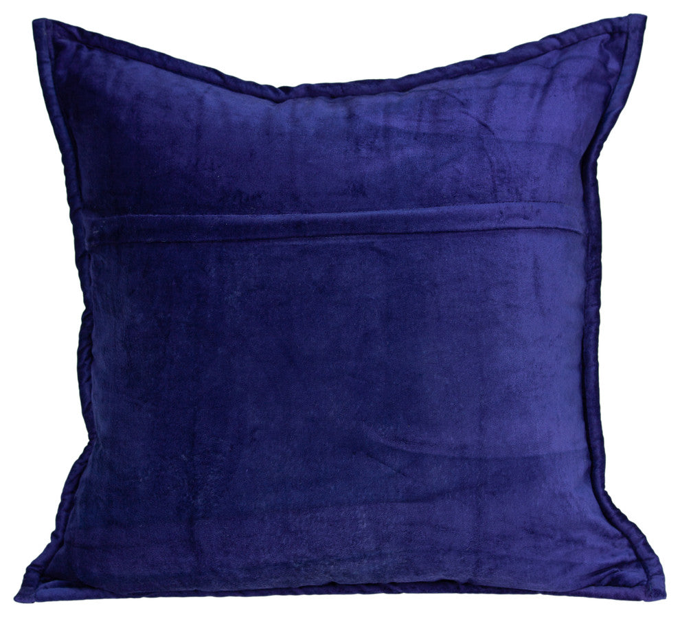Augusta Transitional Royal Blue Solid Quilted Pillow Cover With Poly Insert