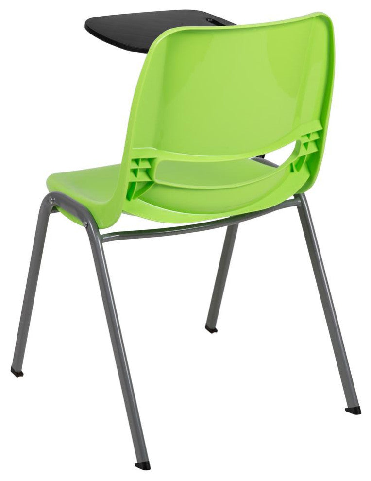 Ergonomic Shell Chair With Right Handed Flip-Up Tablet Arm, Green/Right