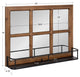 Jackson Wood Windowpane Mirror With Metal Shelf, Brown/Black, 24"x18"