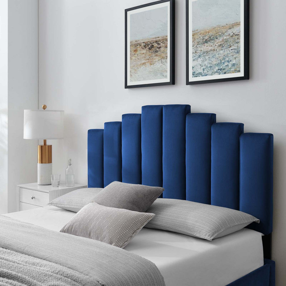 Headboard, Twin Size, Velvet, Blue Navy, Modern Contemporary, Bedroom Master