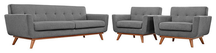Modern Expectation Gray Engage Armchairs and Sofa, 3-Piece Set