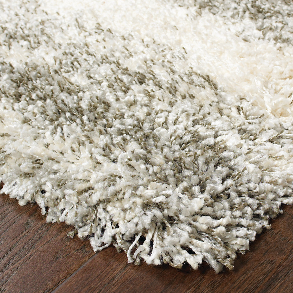 Hartley Shadow Blocks Ivory and Gray Area Rug, 6''7"x9''6"