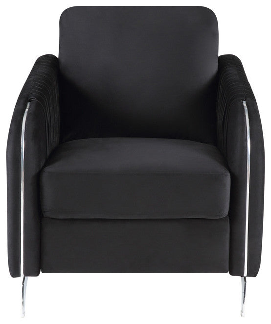Hathaway Black Velvet Fabric Sofa Loveseat Chair Living Room Set