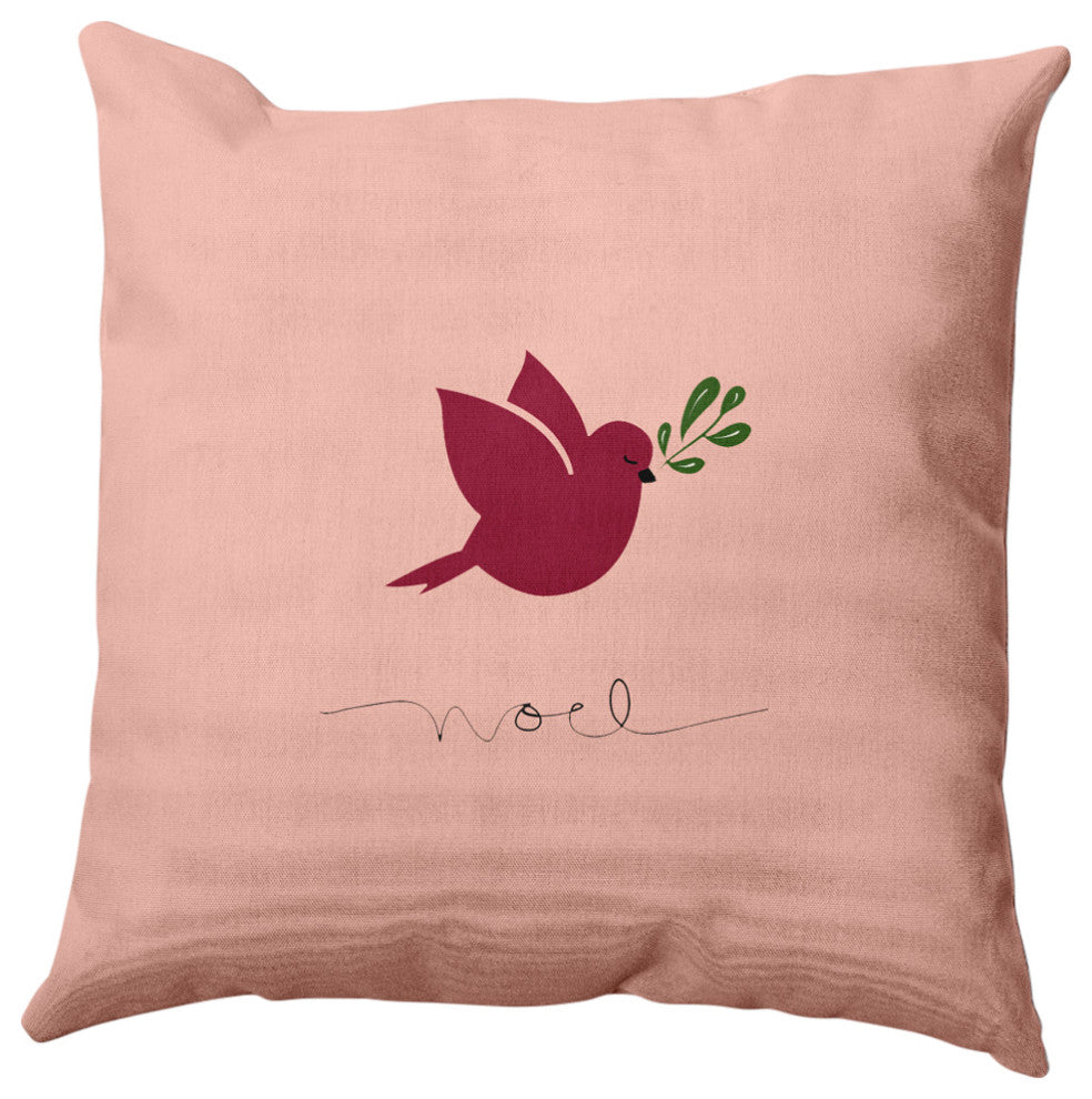 Noel Bird Decorative Throw Pillow, Pink, 26"x26"