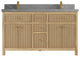 Sonoma Teak 60 Double Bath Vanity in Light  Natural with 2" Piatra Gray Quartz