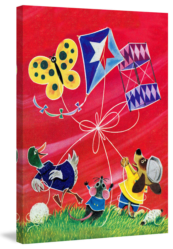 "Flying a Kite" Painting Print on Canvas by Curtis
