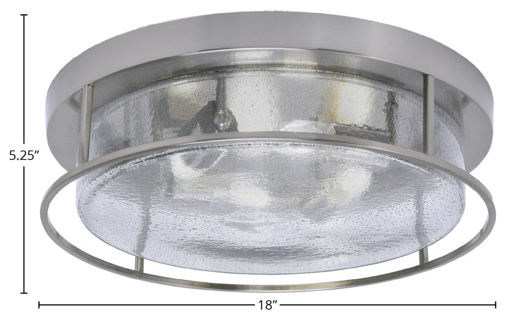 18" 4-Light Flush Mount Light, Brushed Nickel, Smoke Bubble Glass