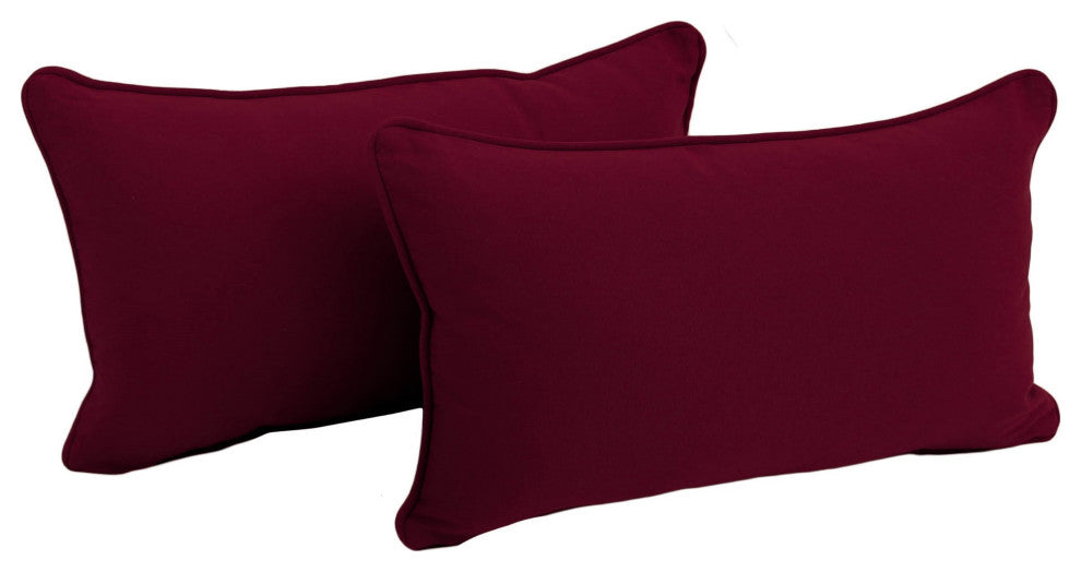 20"X12" Double-Corded Solid Twill Back Support Pillows, Set of 2, Burgundy
