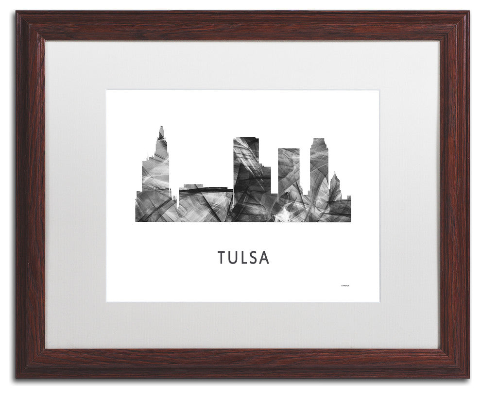 Marlene Watson 'Tulsa Oklahoma Skyline' Matted Art, Wood Frame, White, 20x16