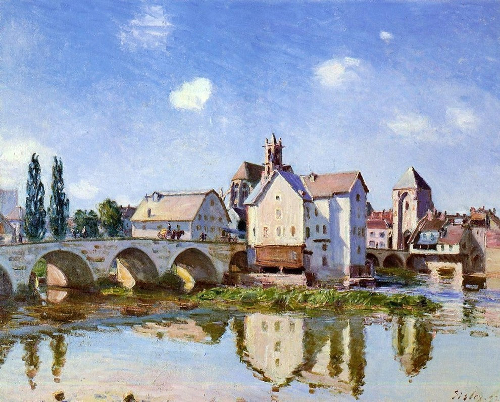 Alfred Sisley The Moret Bridge in the Sunlight Gallery Wrapped Canvas Print