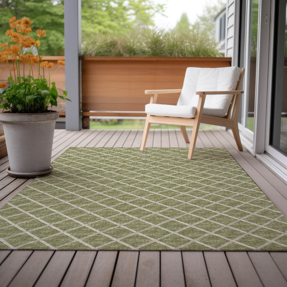 Indoor/Outdoor York YO1 Aloe Machine Washable 3' x 5' Rug