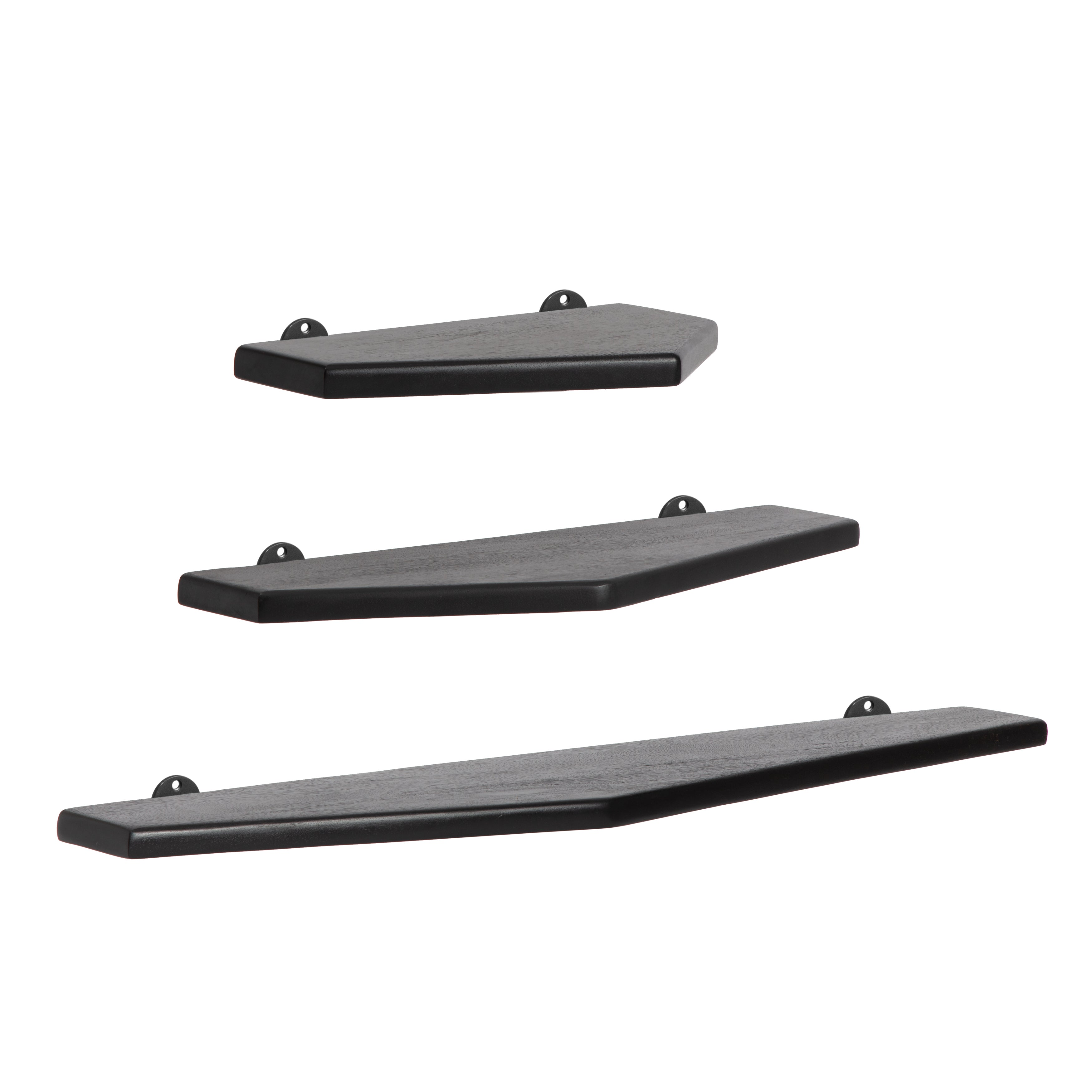 Force Set of 3 Wall Mounted Shelves, Black