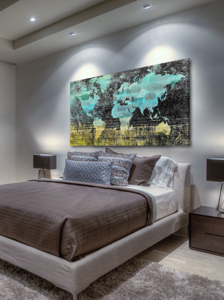 "Aqua Midnight" Fine Art Canvas Print, 36"x18"