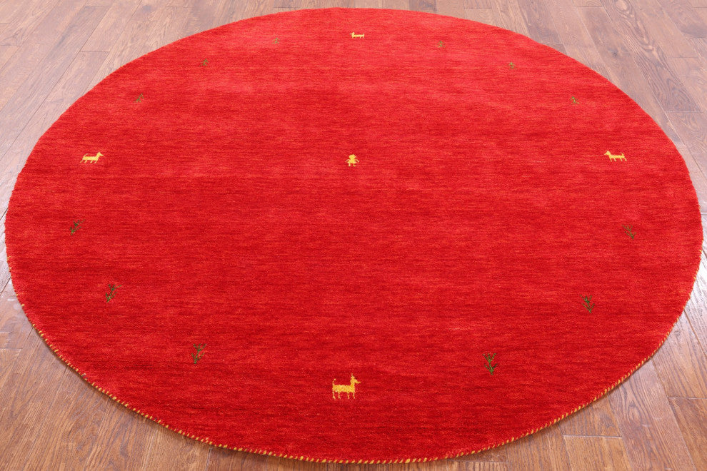 7' Round Hand Knotted Persian Gabbeh Wool Area Rug Q4313