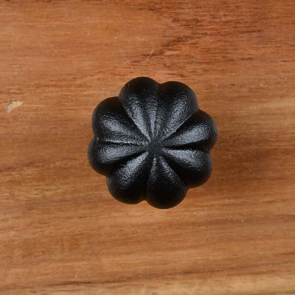 Cabinet Hardware Knob Black Wrought Iron Floral Mission Design 1.5" Di. Set of 4
