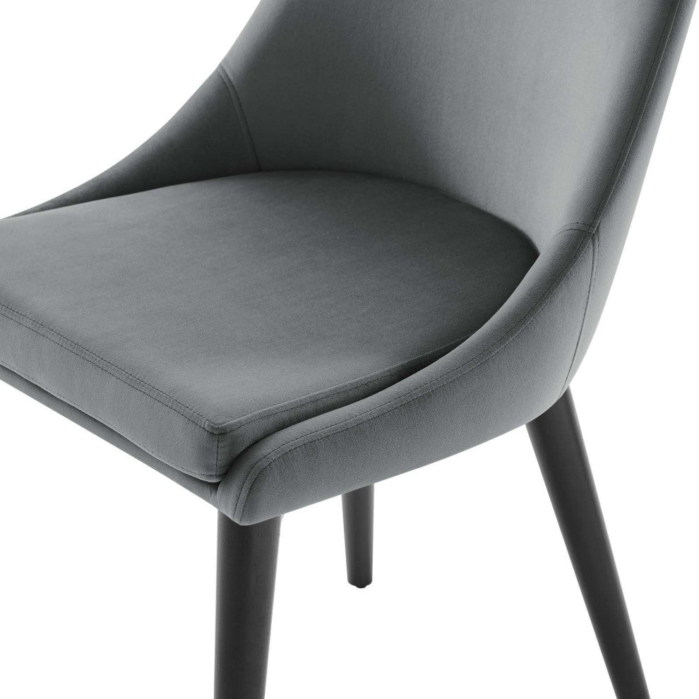Side Dining Chair, Gray, Velvet, Modern, Kitchen Cafe Bistro Hospitality