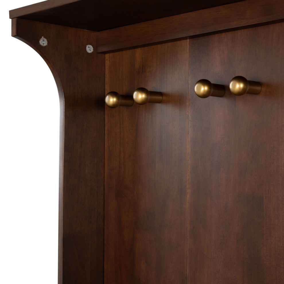 Safavieh Couture Pitta Wood 1 Drawer Hall Tree, Walnut/Gold