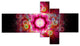 Bright Pink Fractal Flower, Abstract Wall Art Canvas, 60"x32", 5 panels