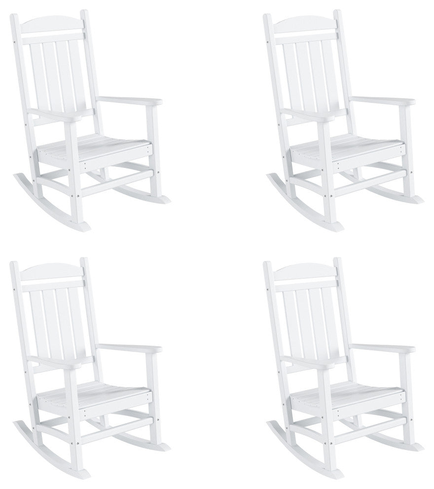 WestinTrends 4PC Set Adirondack Outdoor Patio Porch Rocking Chairs, White
