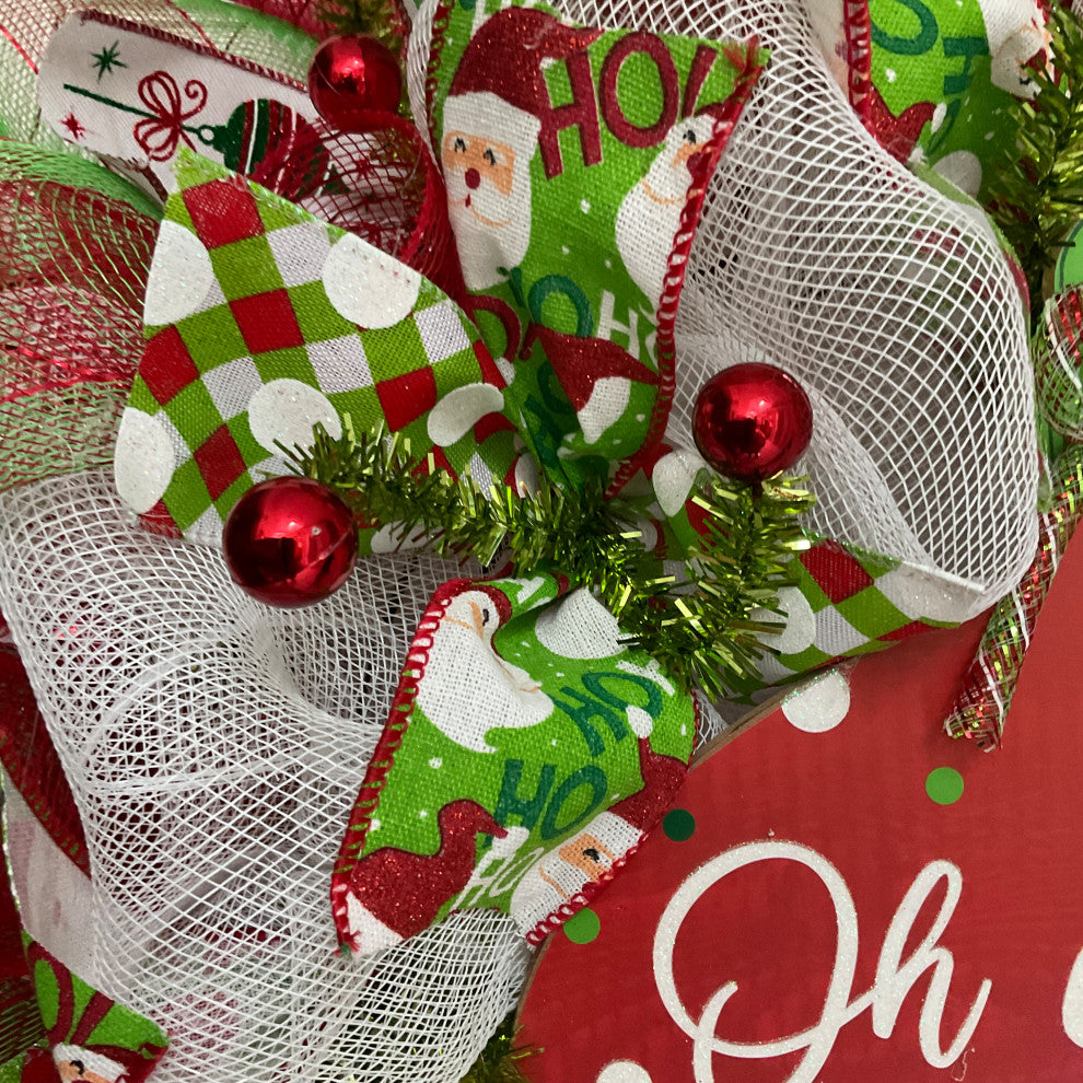 Oh What Fun Ornament Christmas Handmade Deco Mesh Wreath