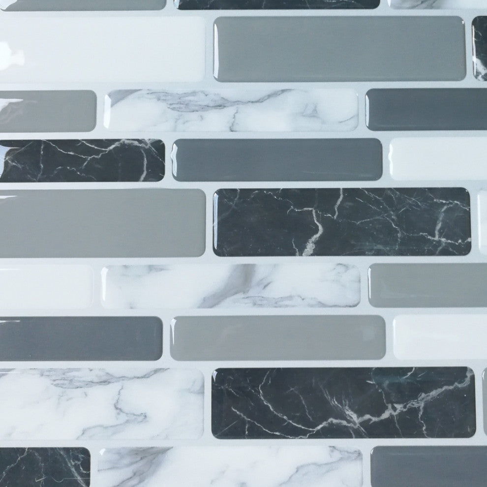 12"x12" Peel and Stick Kitchen Backsplash Wall Tiles, Set of 10