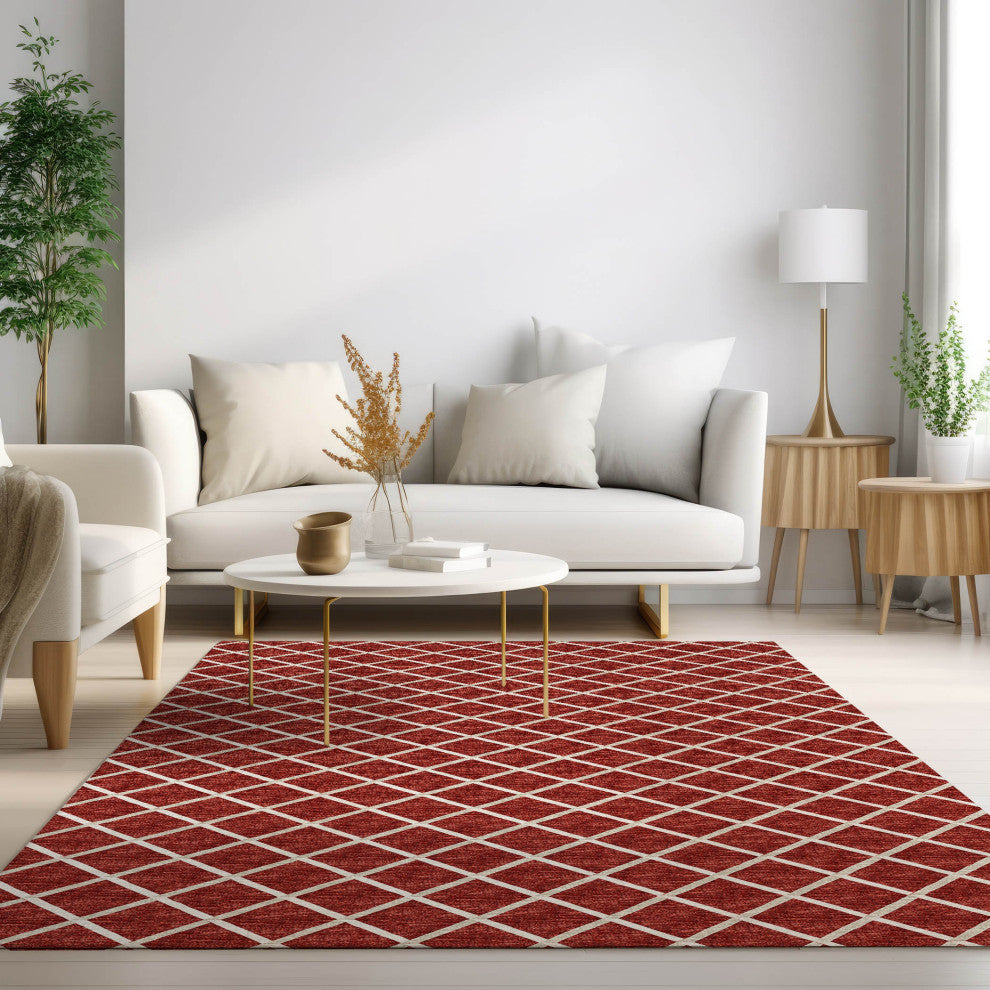Indoor/Outdoor York YO1 Red Machine Washable 3' x 5' Rug