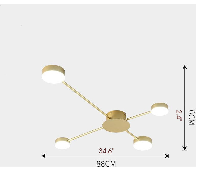 Carouge | Cruciform LED Ceiling Chandelier, Gold, 4 Heads