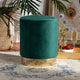 Greaves Glam Velvet Fabric Upholstered Ottoman, Green/Gold