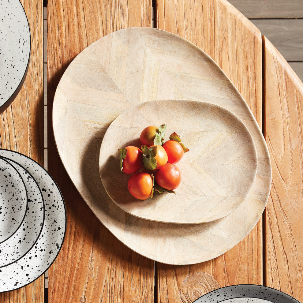 Marquetry Oval Trays, Set of 2
