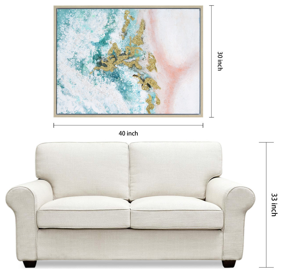 Sunday Ocean Textured Metallic Hand Painted Framed Wall Art by Martin Edwards